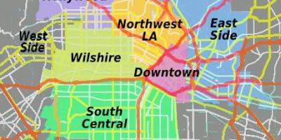 Mapa da região central de Los Angeles