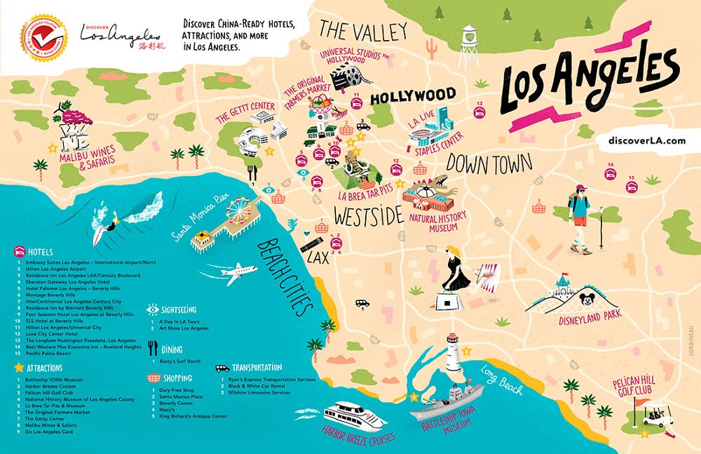 LA mapa de viagens - Los Angeles mapa de viagens (Califórnia - EUA)