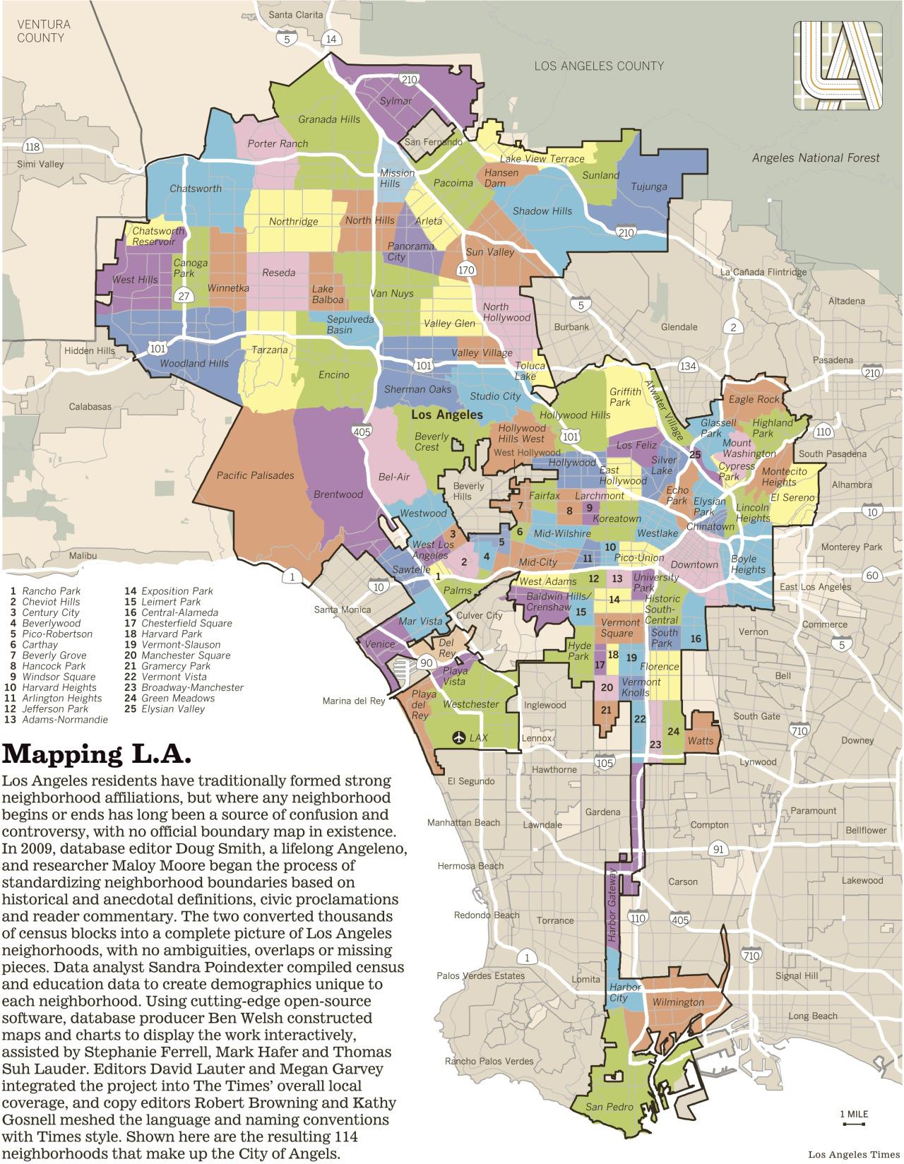 Los Angeles Bairro Mapa 