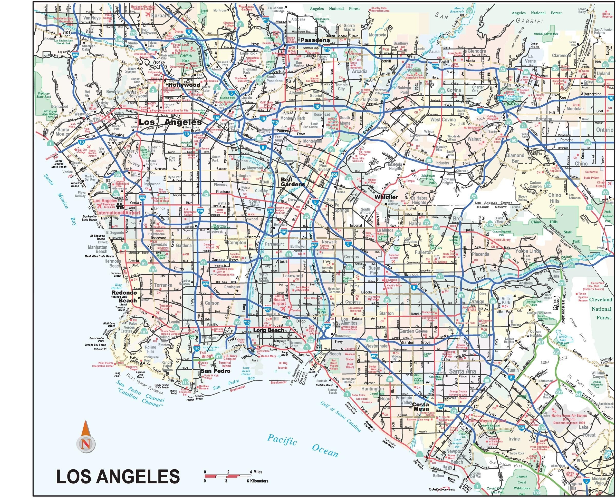 Los Angeles Mapa De Parede Mapa De Los Angeles Parede Califórnia Eua