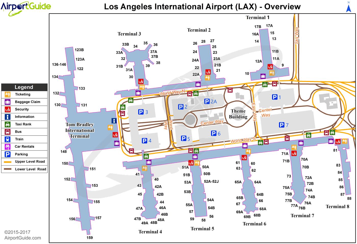 Los Angeles Terminal Mapa LA Terminal Do Aeroporto De Mapa   Los Angeles Terminal Mapa 