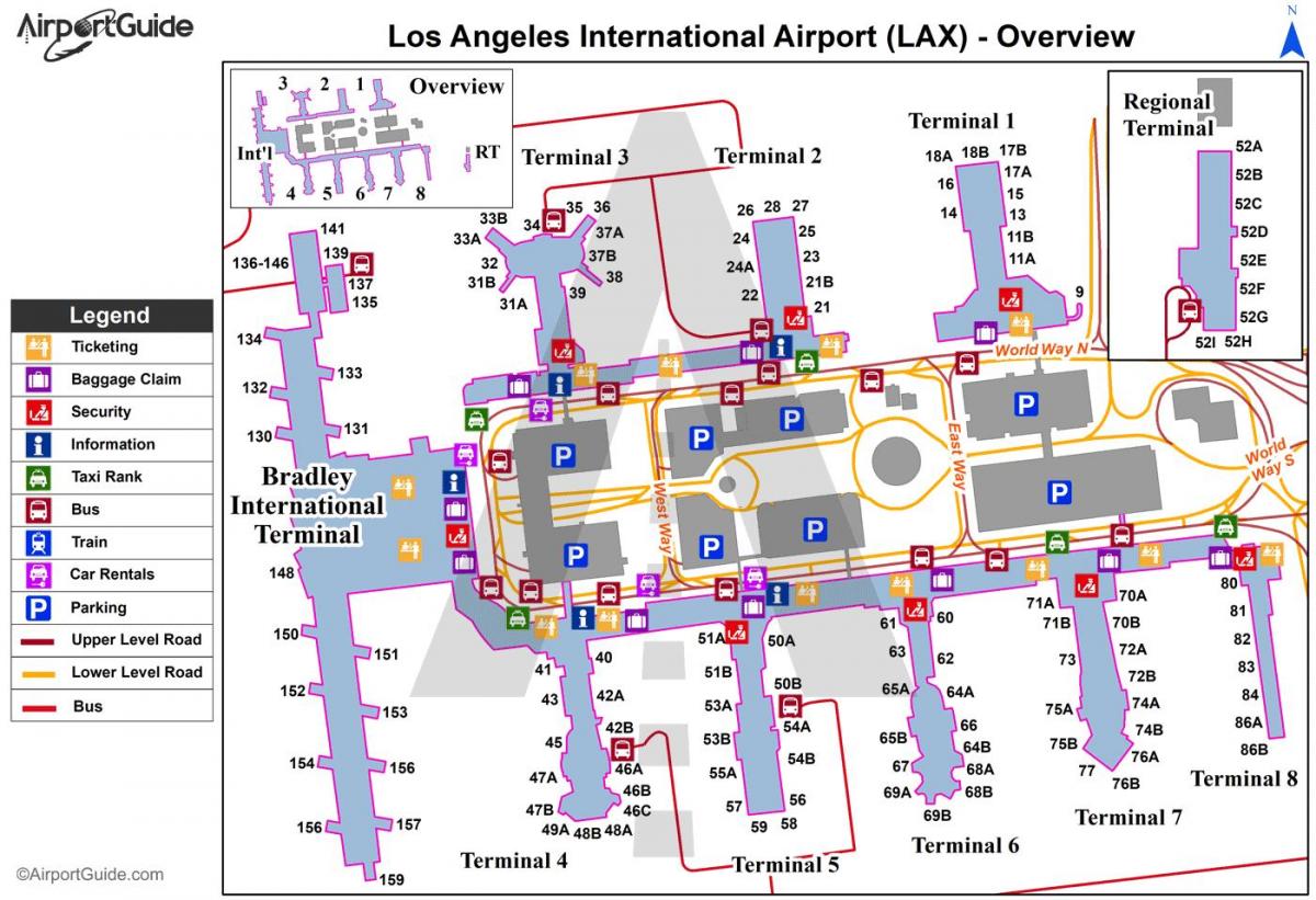 Los Angeles mapa do aeroporto