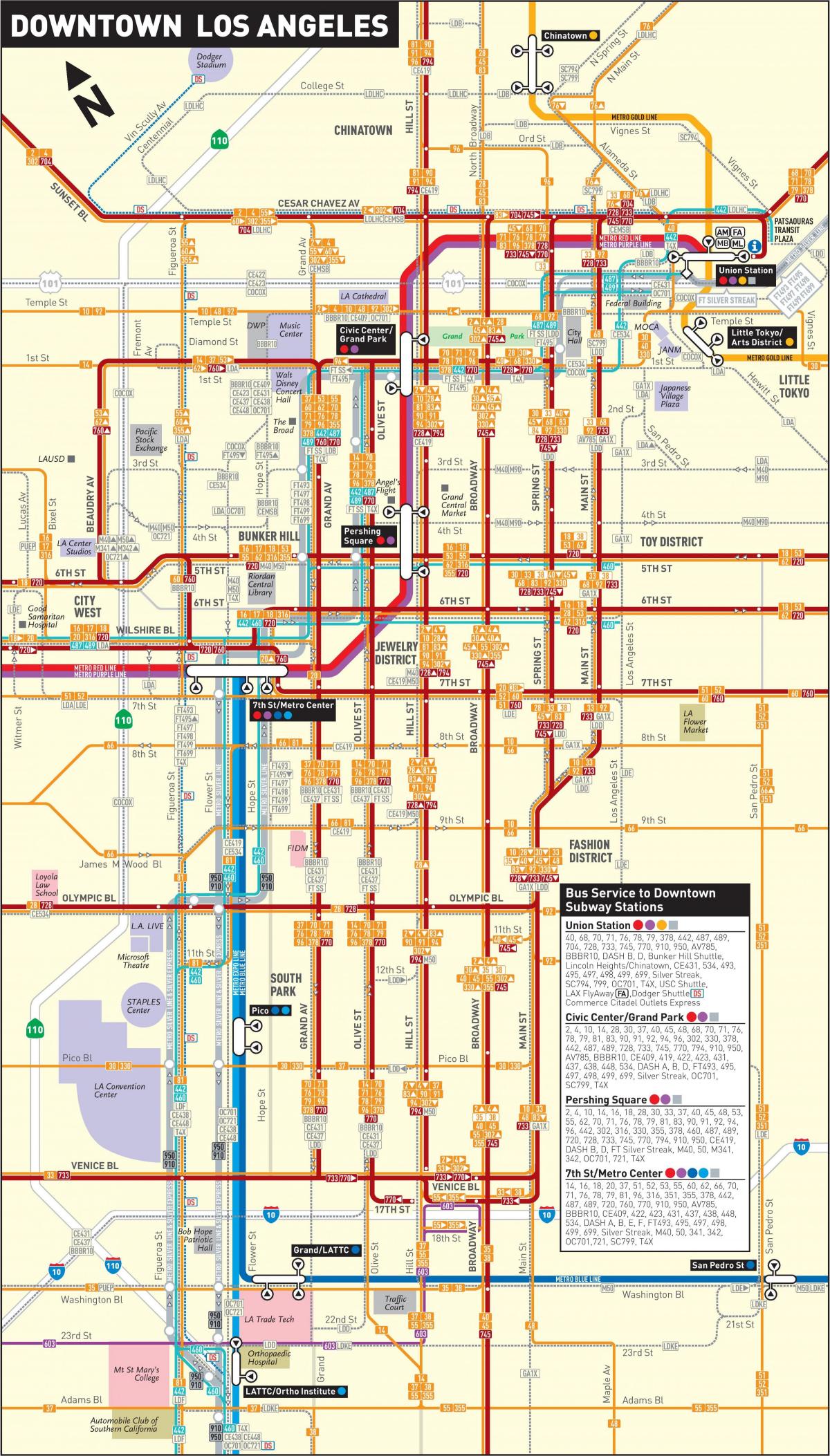 Los Angeles mapa do metrô