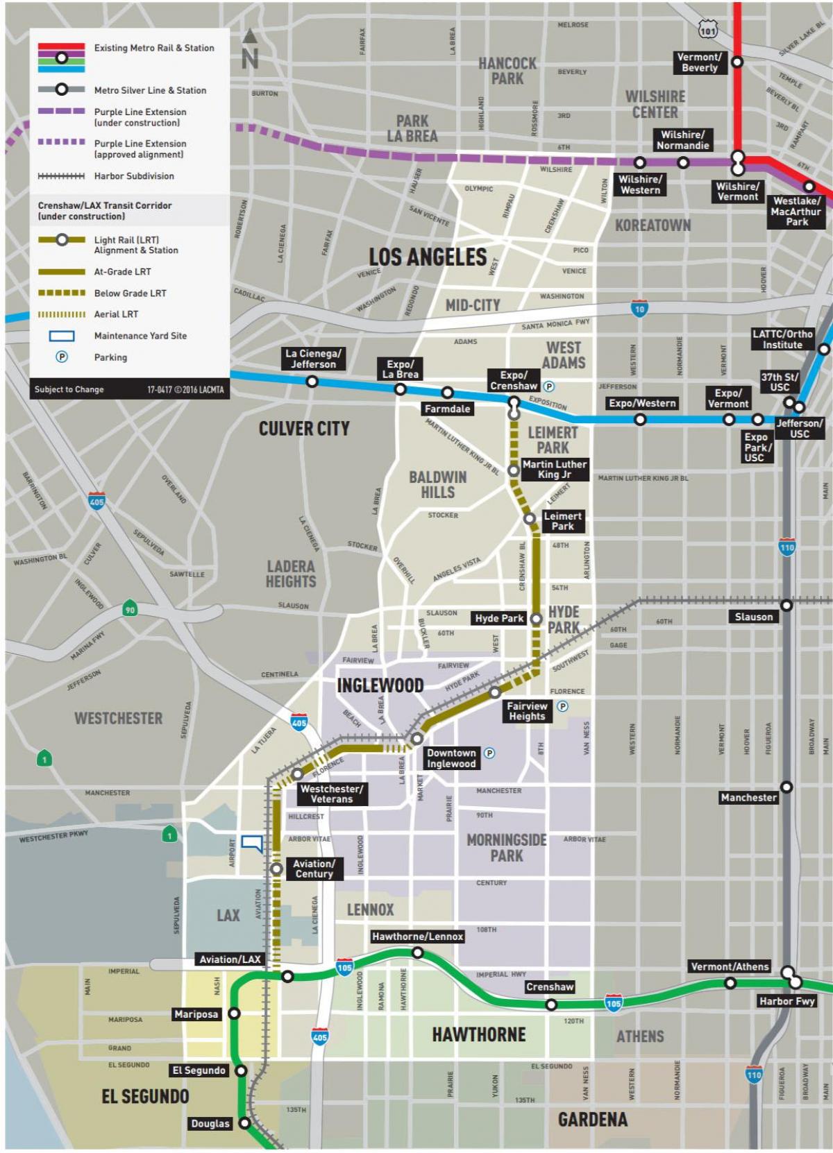 mapa de crenshaw linha de metro