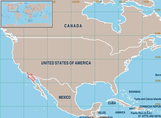 Los Angeles, califórnia no mapa