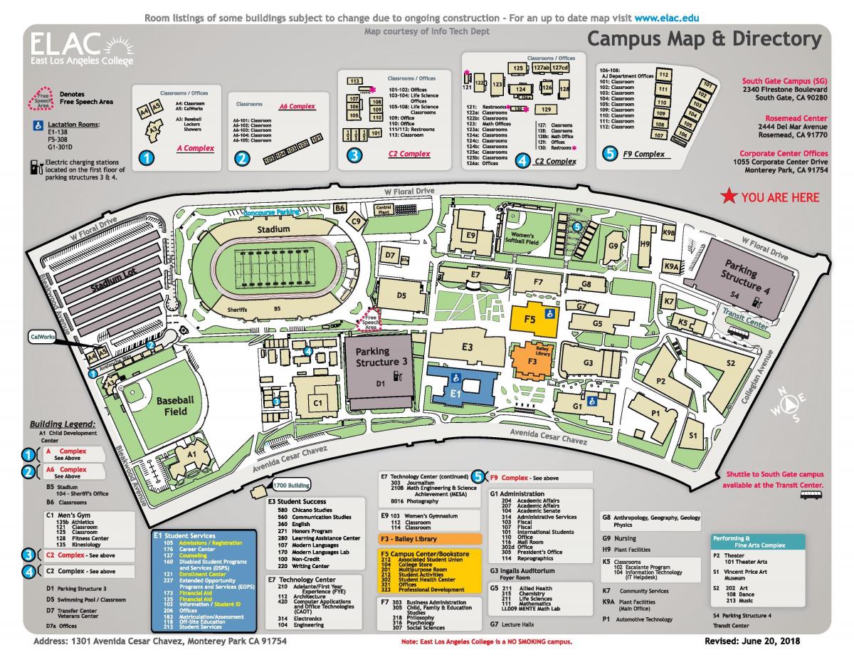 east Los Angeles college mapa do campus.
