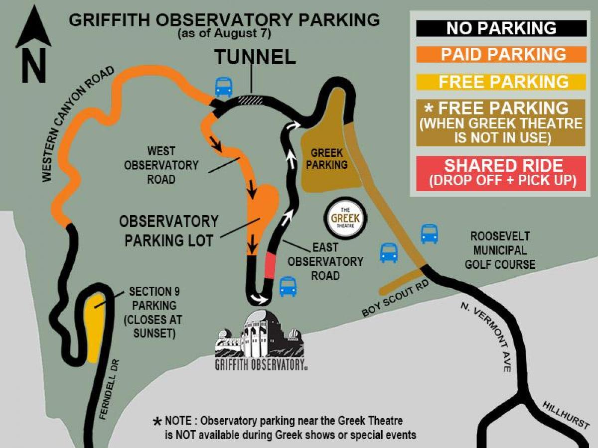 mapa do griffith park estacionamento
