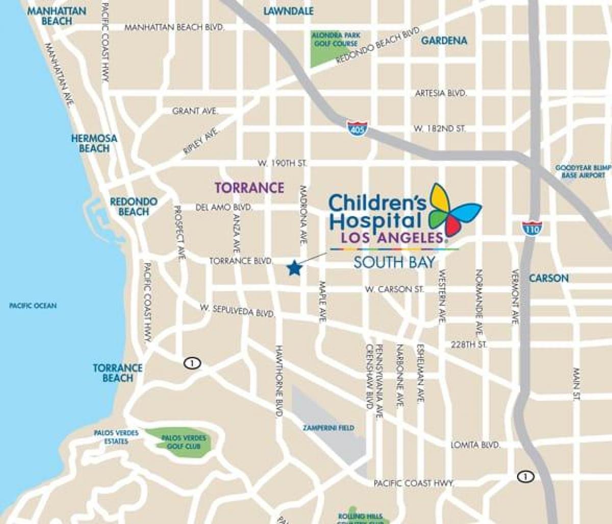mapa do hospital infantil de Los Angeles