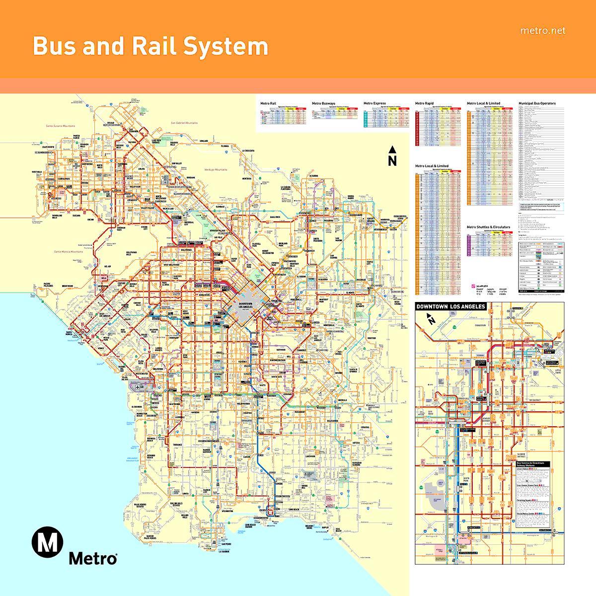 Los Angeles de ônibus do metro mapa