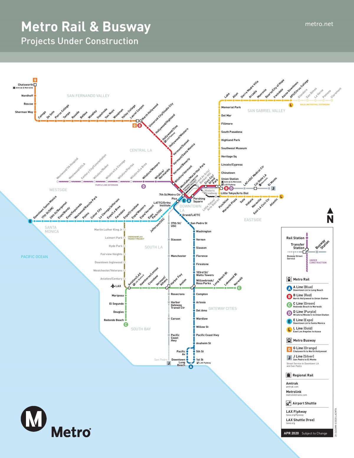 mapa de LA ampliação do metrô 