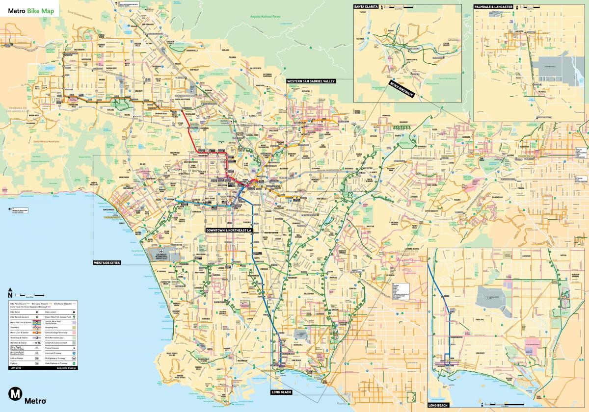 Los Angeles, o mapa da bicicleta