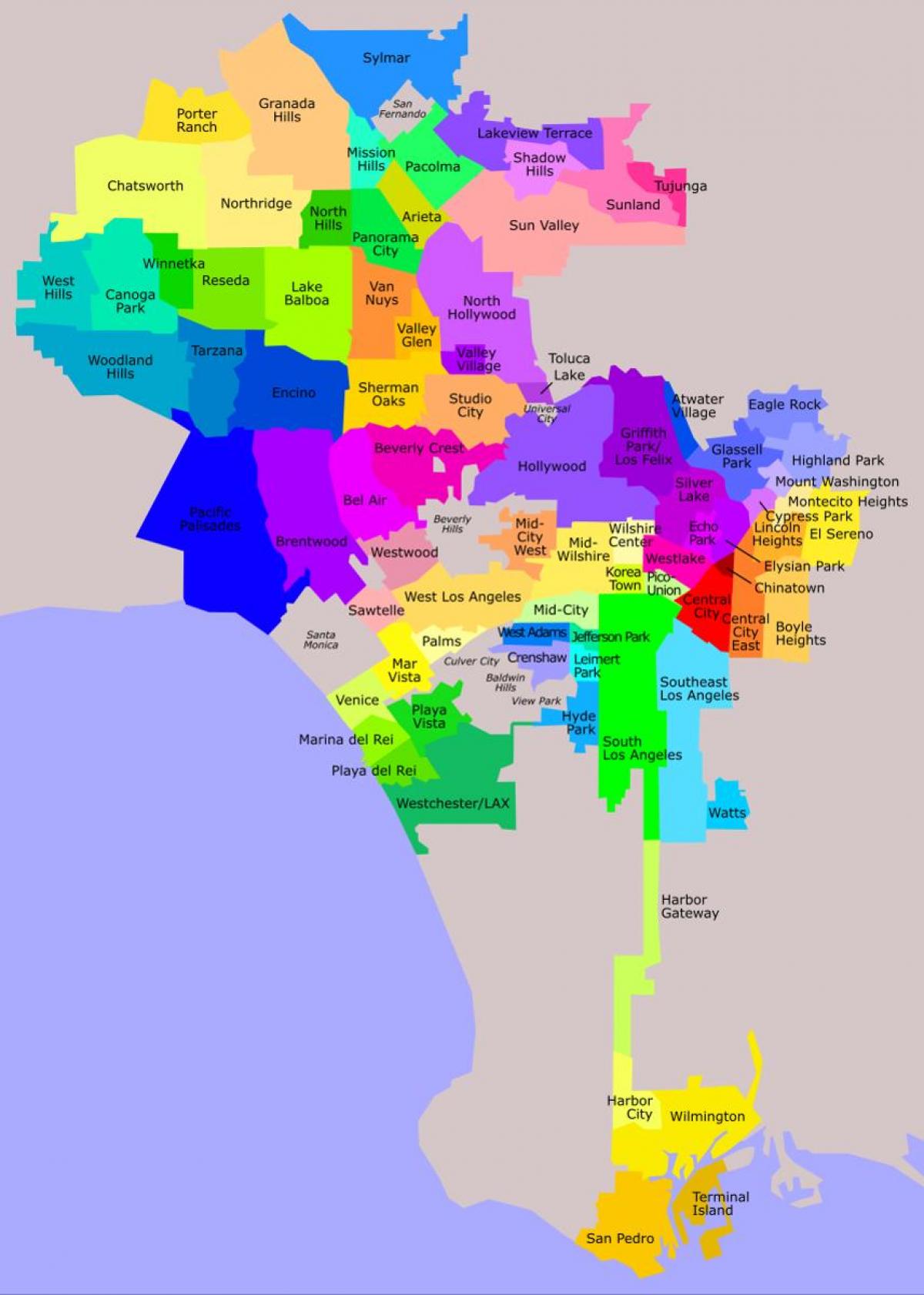 Los Angeles distritos mapa