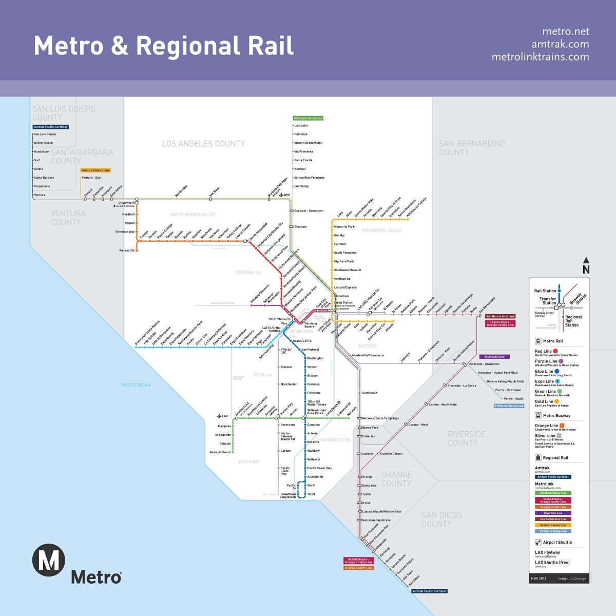 Los Angeles mapa ferroviário