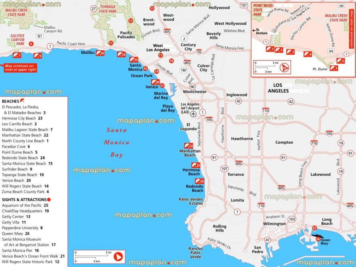 Los Angeles praias mapa