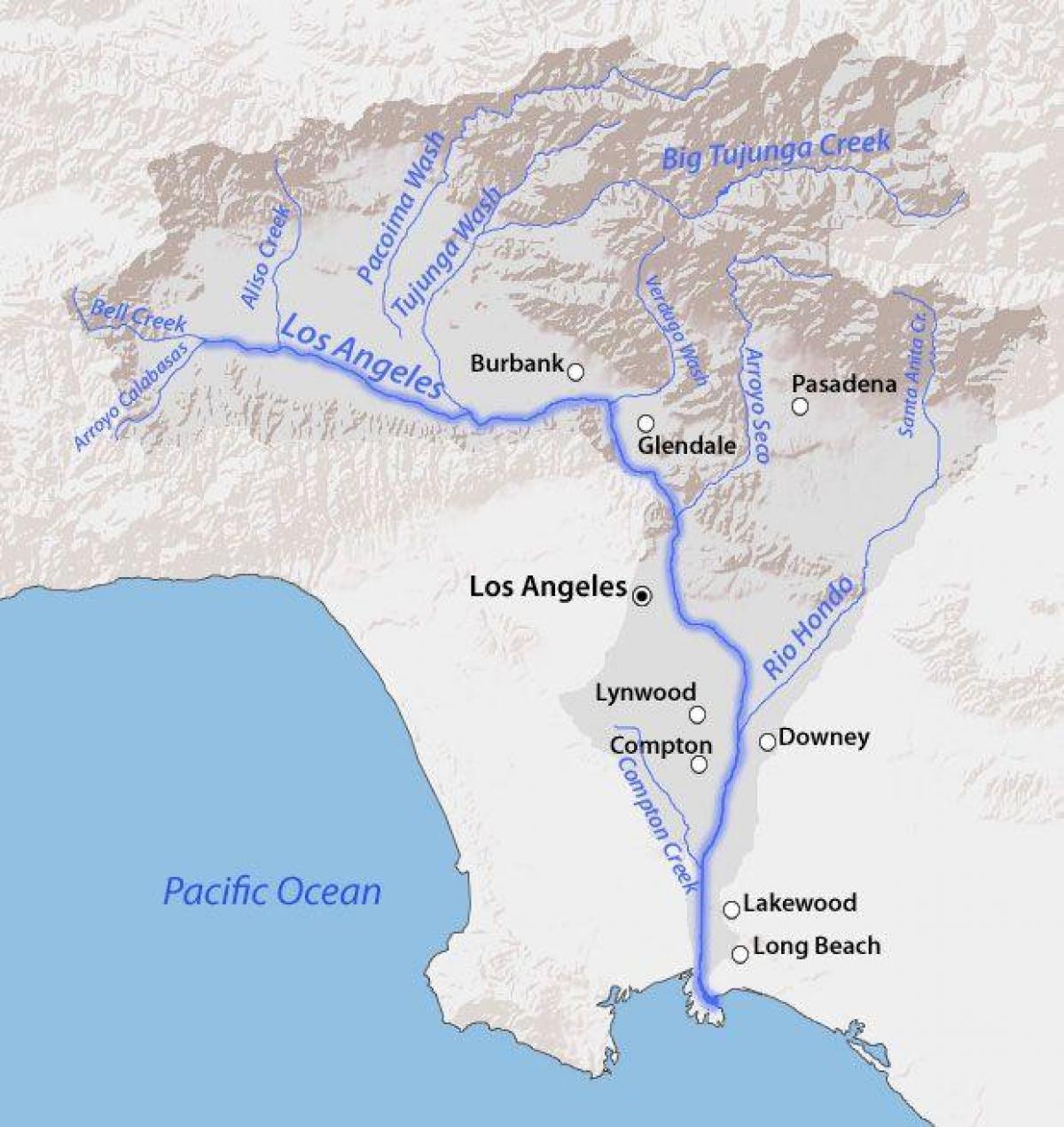 Los Angeles, rio de mapa