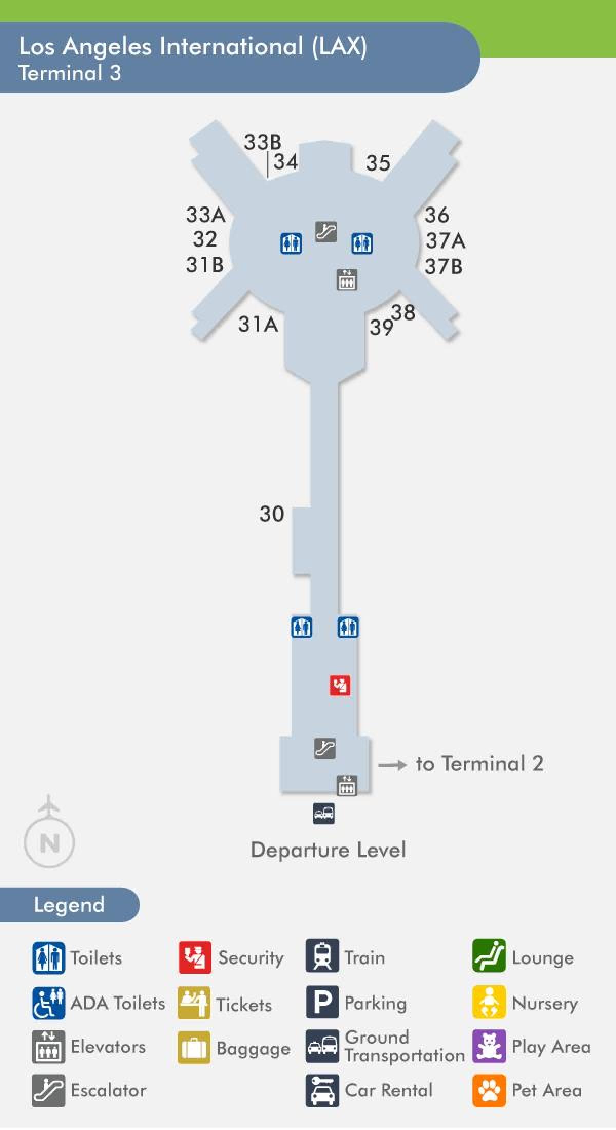 mapa de lax, terminal 3