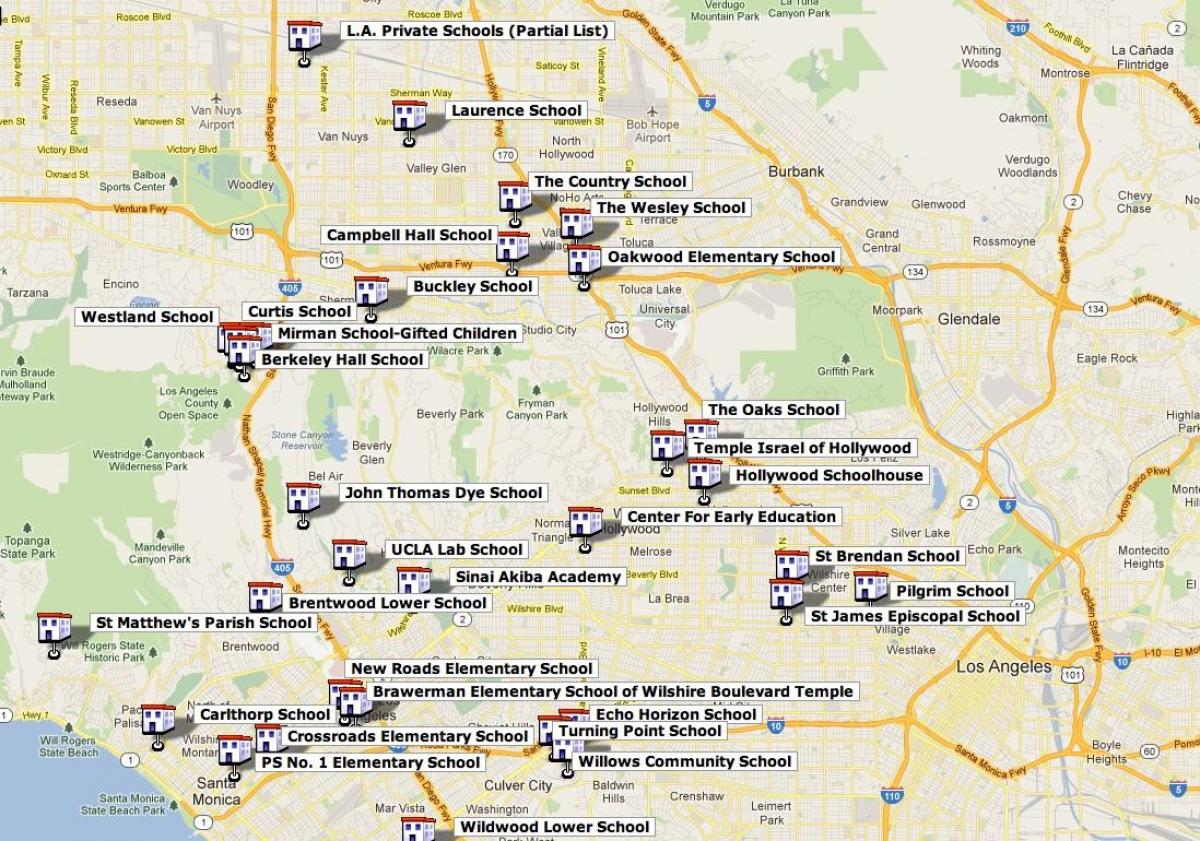 mapa de Los Angeles escolas