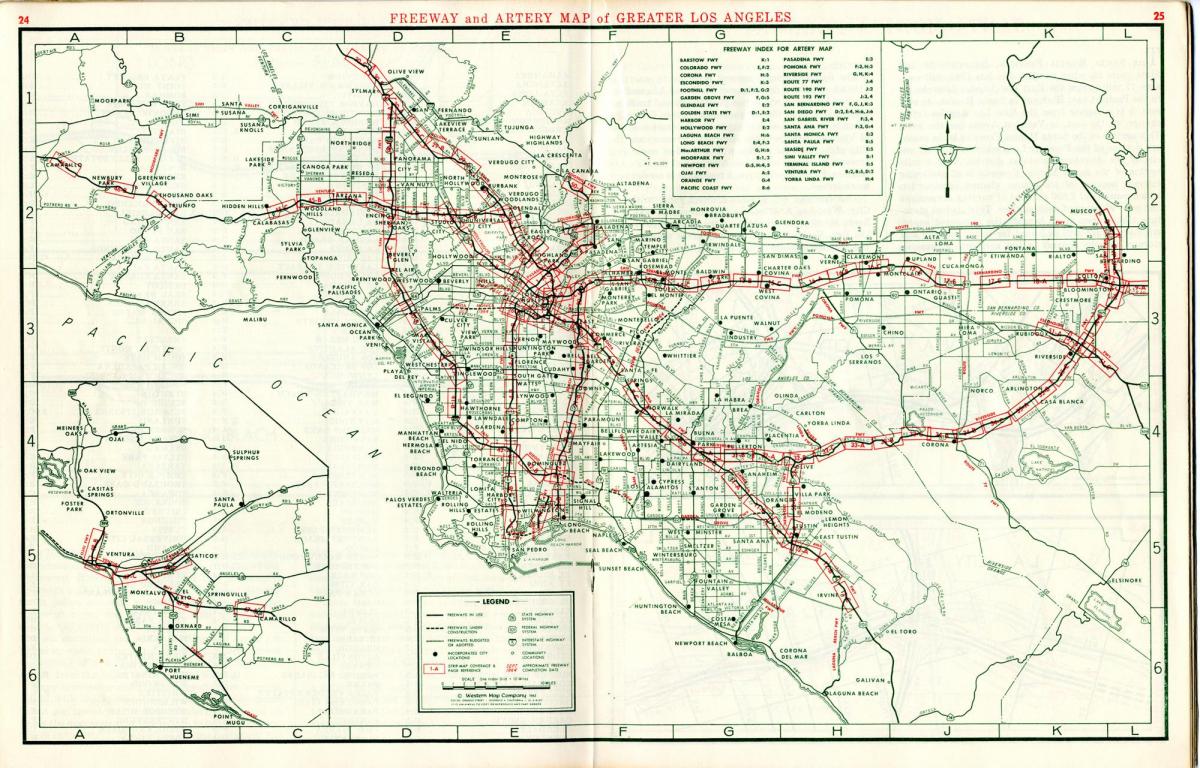 mapa de Los Angeles mapa de 1940