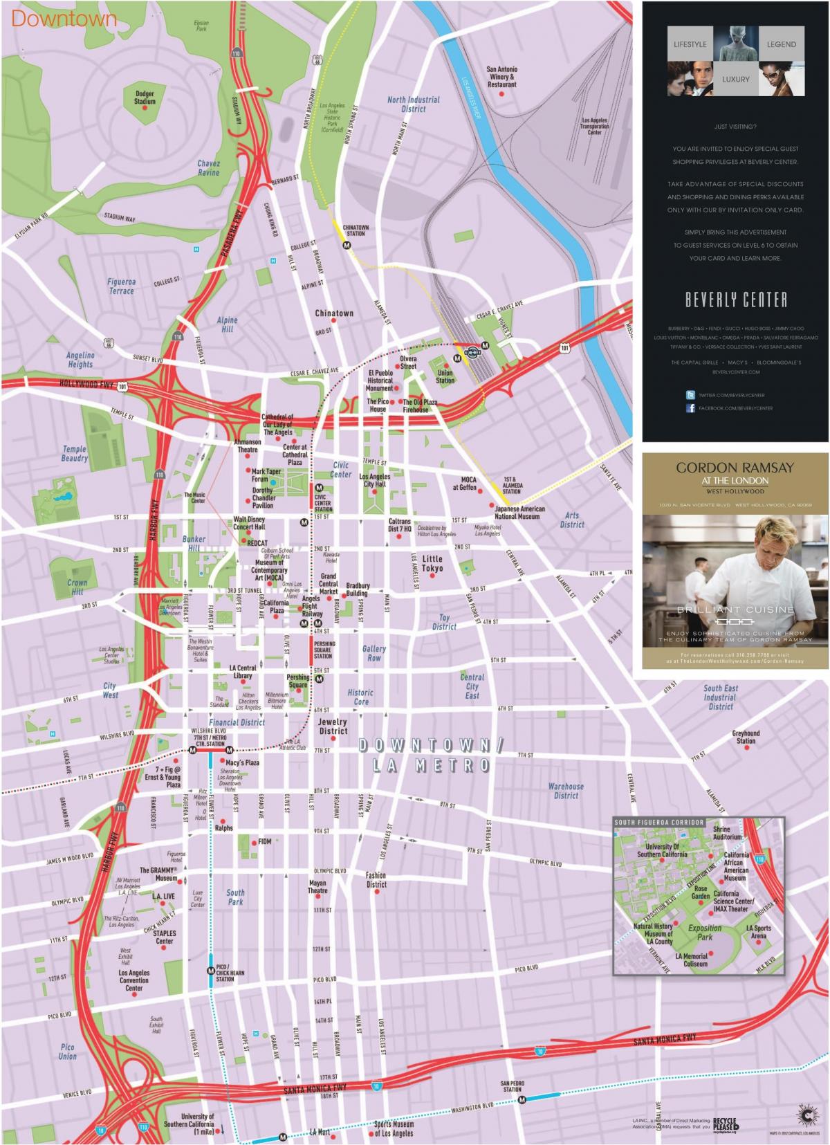 mapa de ruas do centro de Los Angeles