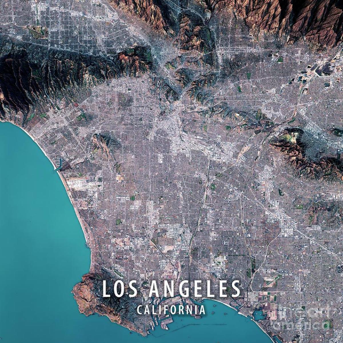 mapa de Los Angeles por satélite 