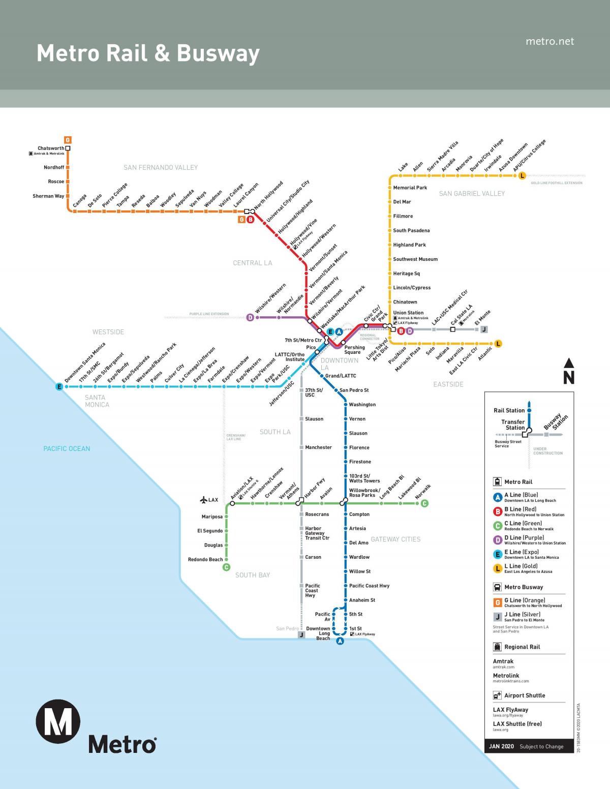 mapa do metrô de Los Angeles