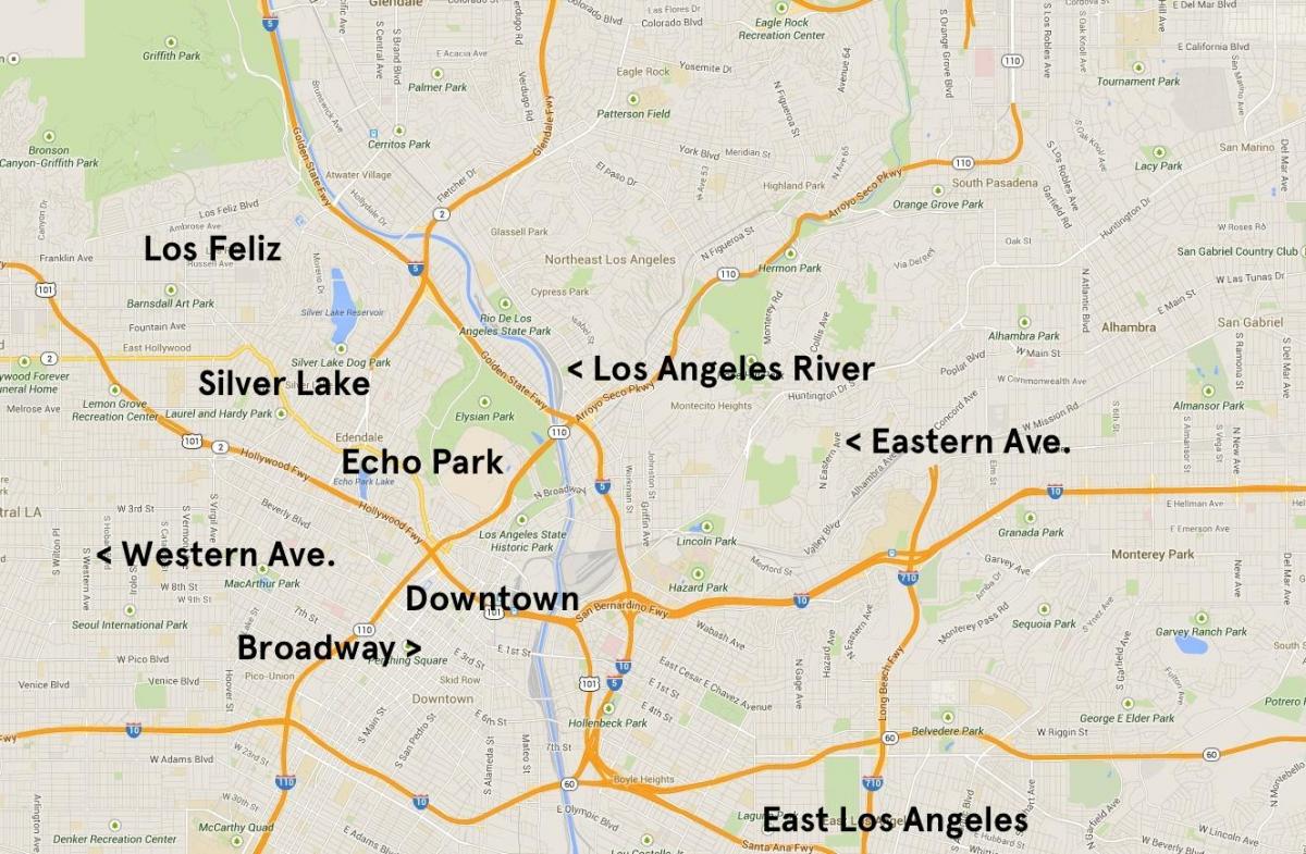 mapa da echo park de Los Angeles