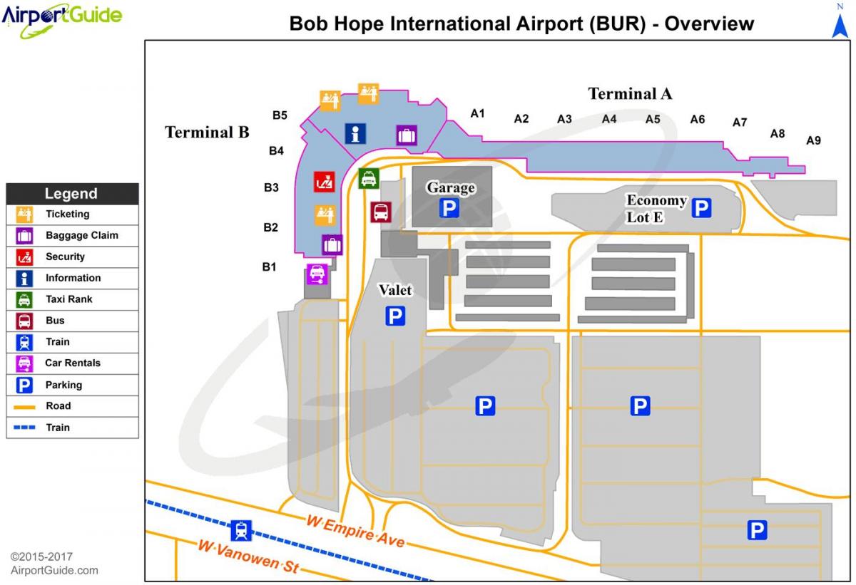 mapa do aeroporto bob hope