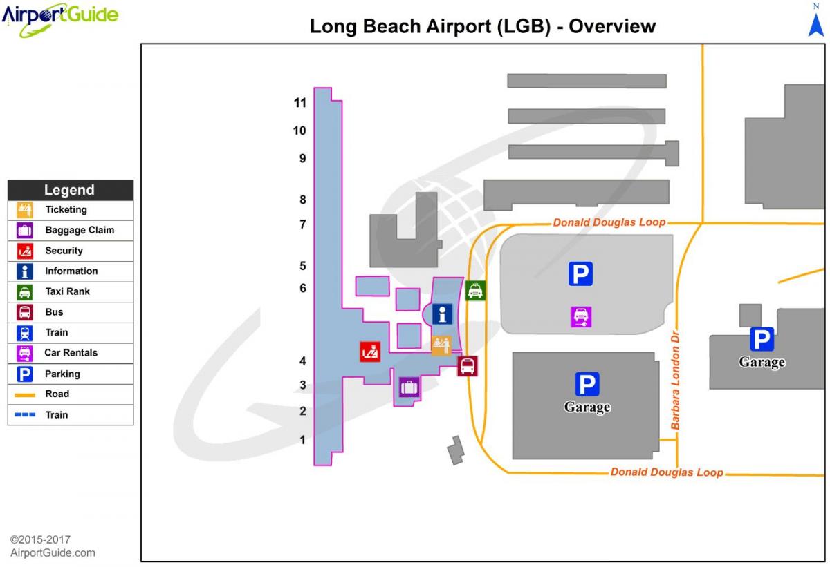 mapa do aeroporto long beach