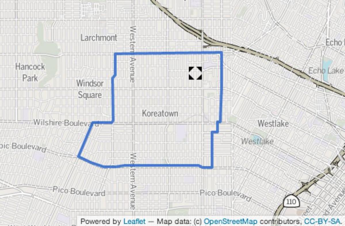 mapa do bairro de koreatown Los Angeles