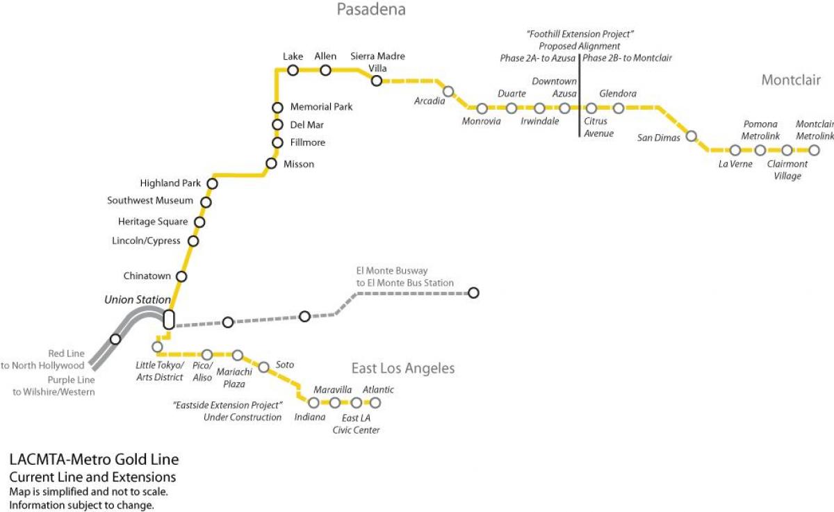 LA metro linha ouro mapa