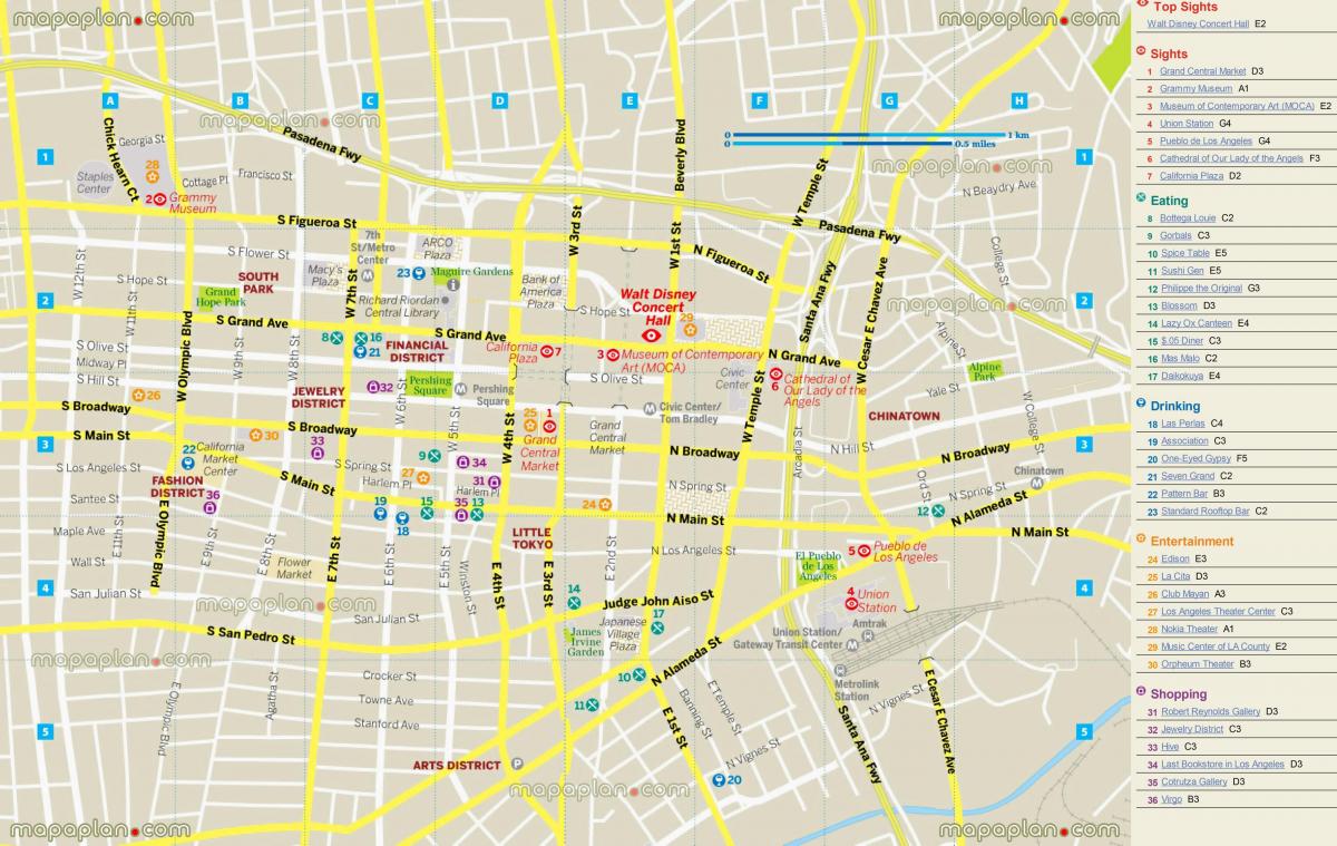 mapa de restaurante mapa de Los Angeles