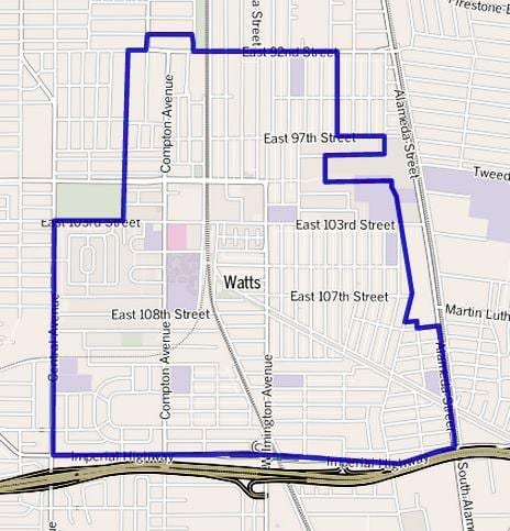 mapa de watts califórnia