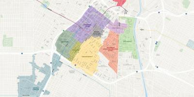 Mapa do centro de Los Angeles distritos 