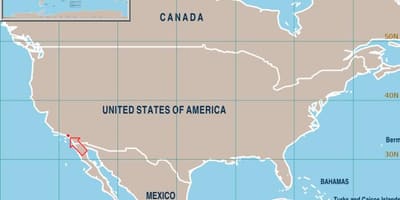 Los Angeles, califórnia no mapa