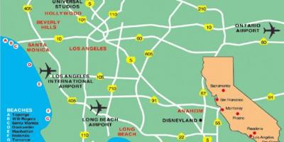 Área de Los Angeles aeroportos mapa