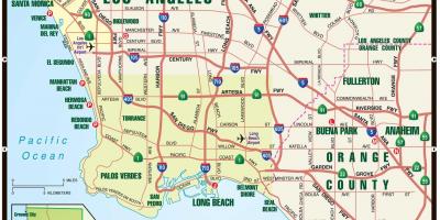Mapa de Los Angeles estradas com portagem