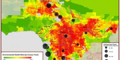 Mapa de Los Angeles, a qualidade do ar 