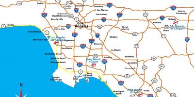 Mapa da califórnia aeroportos perto de Los Angeles