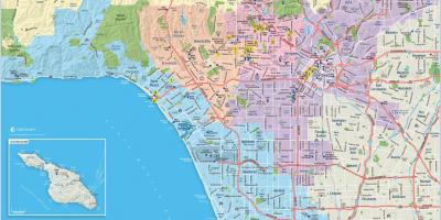 Mapa da grande Los Angeles, ca